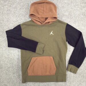 Jordan Jumpman Kids Colorblock Hoodie Olive Black Tan Size L 12-13Y